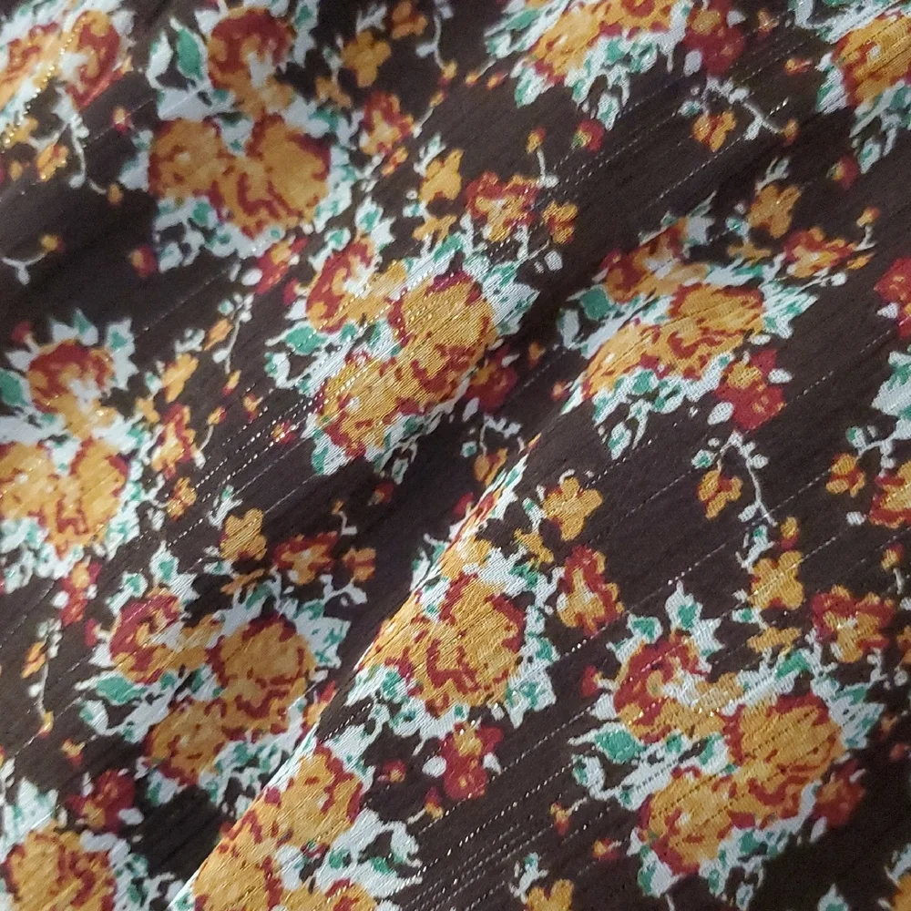 Charles Henry Brown Floral Long Sleeve Lined Dress - Picture 6 of 9